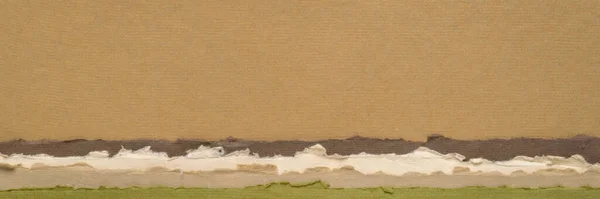 茶色と緑のパステルトーンの抽象的な風景 手作りのラグペーパー パノラマバナーのコレクション — ストック写真