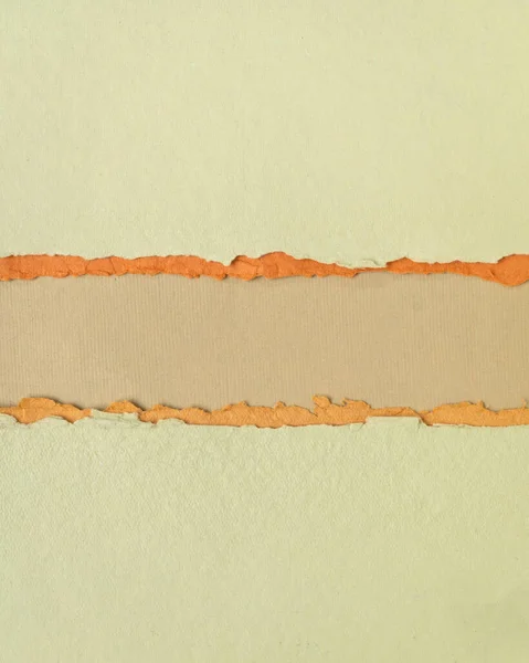 Abstract Papierlandschap Groene Oranje Bruine Pasteltinten Verzameling Handgeschept Lompenpapier Banner — Stockfoto