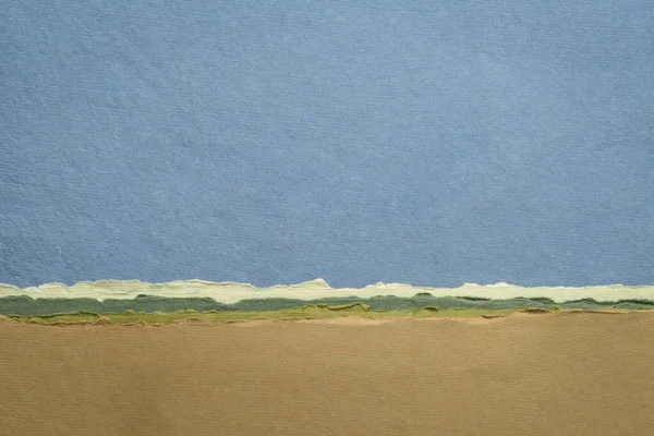 Abstraktní Krajina Pastelových Tónech Modrou Oblohou Sbírka Ručně Vyráběných Hadrových — Stock fotografie