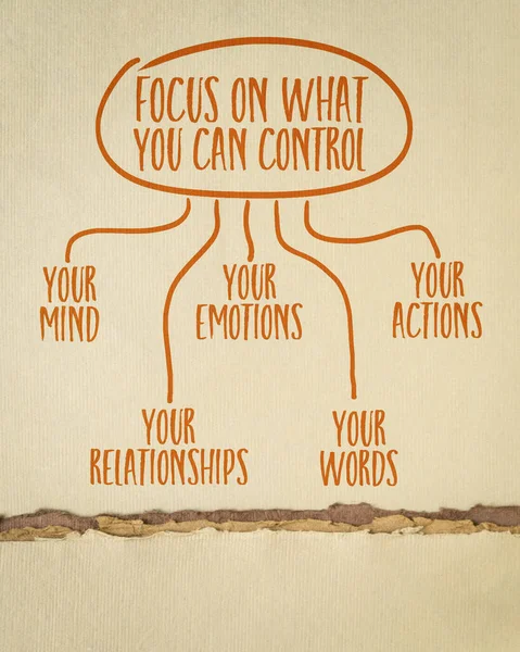 专注于你能控制的东西 你的大脑 情感和关系 — 图库照片
