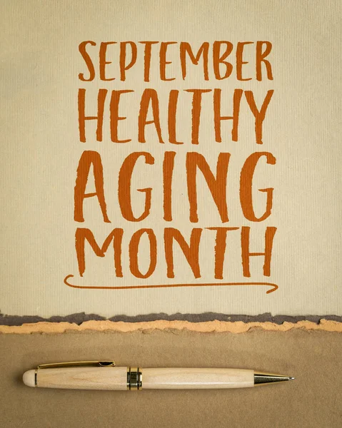 Setembro Mês Envelhecimento Saudável Caligrafia Sobre Papel Arte Saúde Estilo — Fotografia de Stock