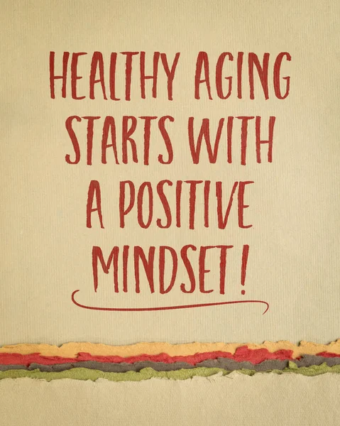 Υγιή Γήρανση Ξεκινά Μια Θετική Νοοτροπία Εμπνευσμένη Υπενθύμιση Σημείωμα Για — Φωτογραφία Αρχείου