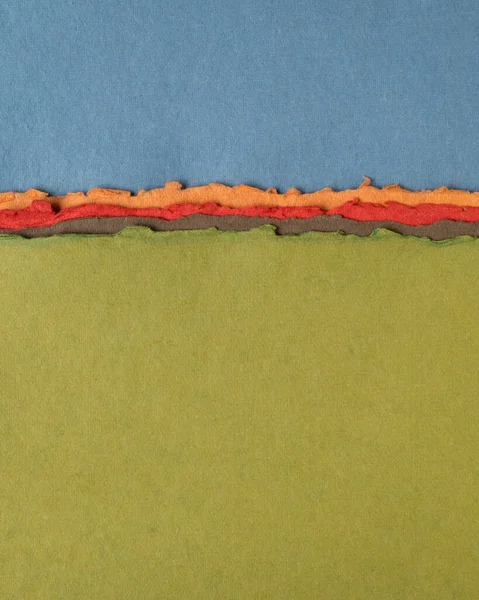 Abstract Papierlandschap Blauwe Groene Pasteltinten Collectie Handgeschept Lompenpapier — Stockfoto