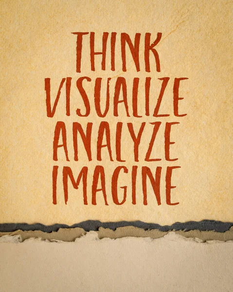 Denken Visualisieren Analysieren Und Vorstellen Inspirierende Handschrift Auf Kunstpapier Kreativitätskonzept — Stockfoto