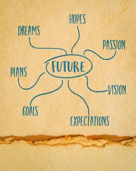 Drömmar Planer Förhoppningar Mål Passion Vision Forma Framtidens Koncept Tankekarta — Stockfoto