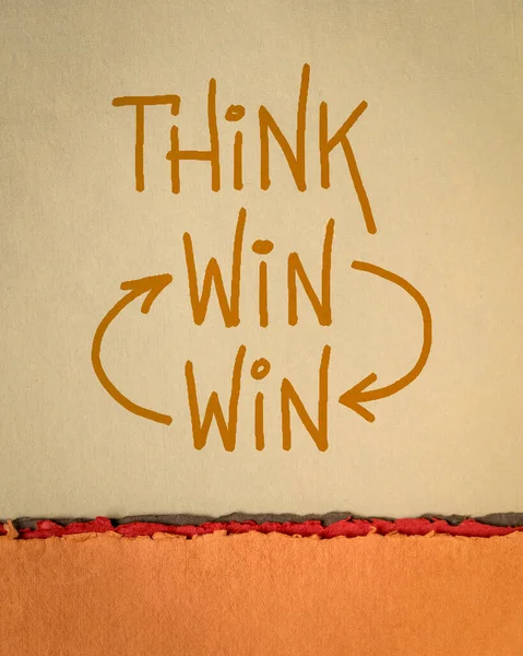 Denk Win Win Strategie Concept Een Schets Kunstpapier Zakelijke Onderhandelingen — Stockfoto