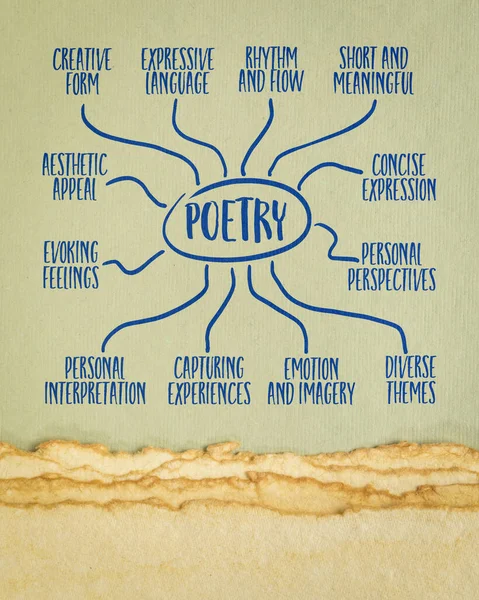 Infografica Poesia Schizzo Mappa Mentale Carta Arte Cultura Letteratura Concetto — Foto Stock