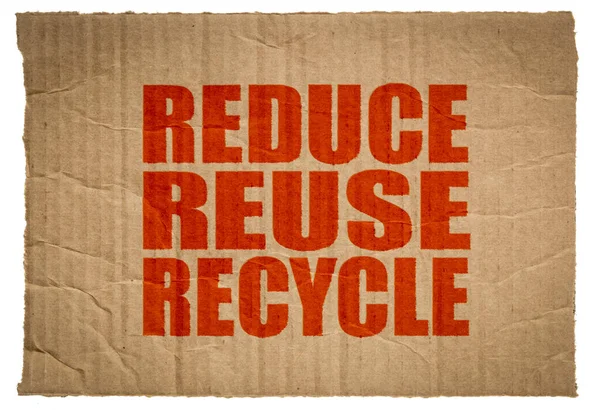Reducir Reutilizar Reciclar Palabra Abstracta Pedazo Cartón Ondulado Antiguo Concepto —  Fotos de Stock