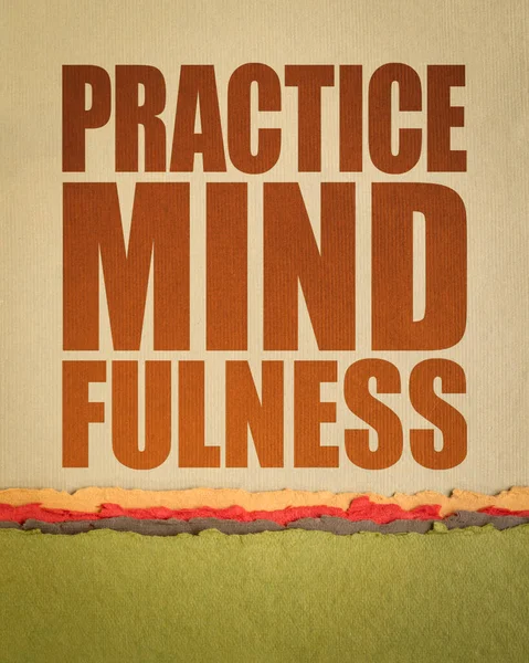 Práctica Mindfulness Palabra Inspiradora Abstracta Sobre Papel Arte Concepto Estilo — Foto de Stock