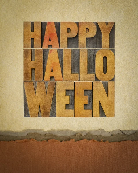 Плакат Поздравительная Открытка Хэллоуином Слово Винтажной Гриле Прижимает Деревянный Шрифт — стоковое фото
