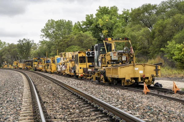 Duning Usa September 2023 Railroad Track Maintenance Vehicles Bnsf Siding — Stock Photo, Image