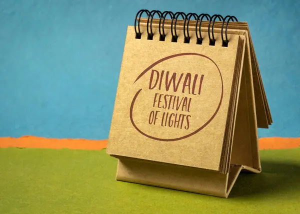 Diwali Festival Lights Note Small Desktop Calendar Indian Celebration — Stock Photo, Image