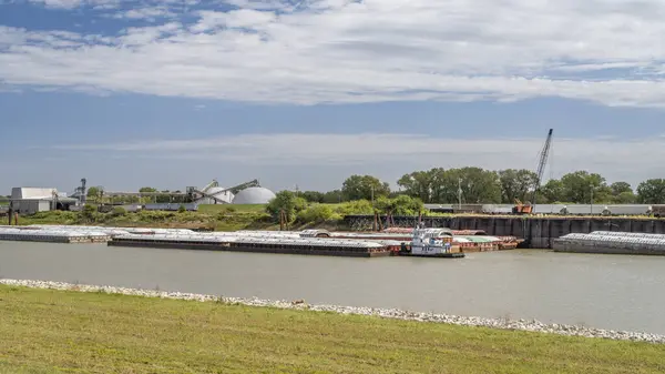 Terminal Barkowy Łańcuchu Obwodnicy Skały Kanał Mississippi Nad Louis — Zdjęcie stockowe