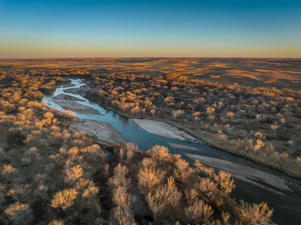 Rivière South Platte Dans Est Colorado Près Crook Vue Aérienne — Photo