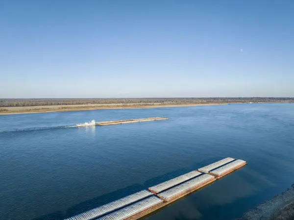 Ohio Nehri Ndeki Tekne Mavnalar Kahire Kasım Hava Manzarası Altında — Stok fotoğraf