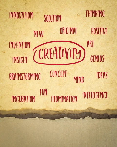 Creativiteit Concept Wolk Van Gerelateerde Woorden Handschrift Kunstpapier — Stockfoto