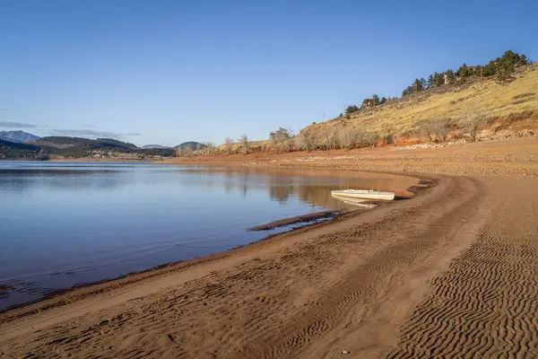 Canot Expédition Sur Une Rive Lac Carter Dans Nord Colorado — Photo