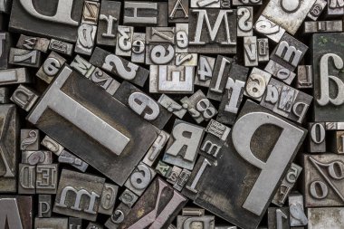 rasgele vintage grunge Letterpress metal tipi baskı blokları arka plan