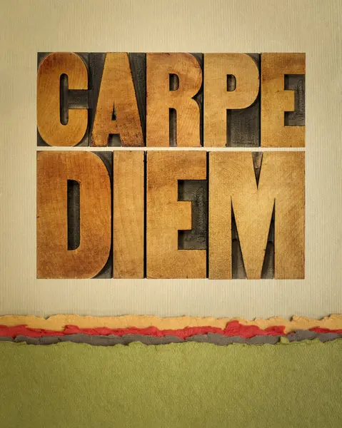Carpe Diem Enjoy Life Too Late Existential Cautionary Latin Phrase — Stock Photo, Image