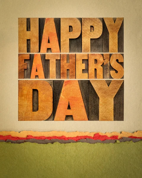 Happy Father Day Word Abstract Vintage Letterpress Wood Type Art — Stock Photo, Image