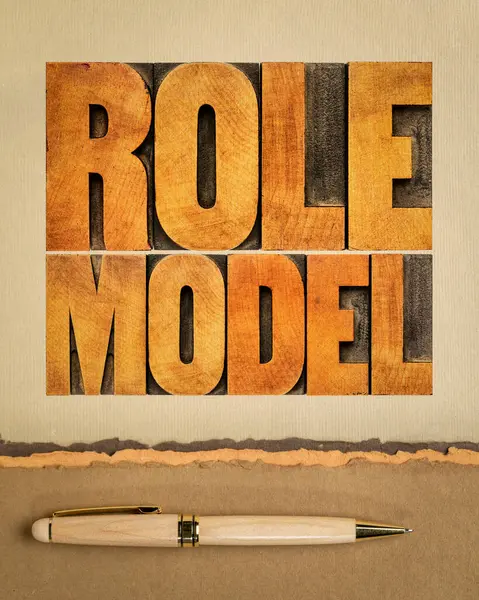 Рольова Модель Концепція Лідерства Слово Абстрактне Типі Деревини Букви Художньому — стокове фото