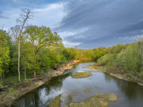 Bourbeuse River Nära Rosebud Missouri Våren Landskap Antenn Utsikt — Stockfoto