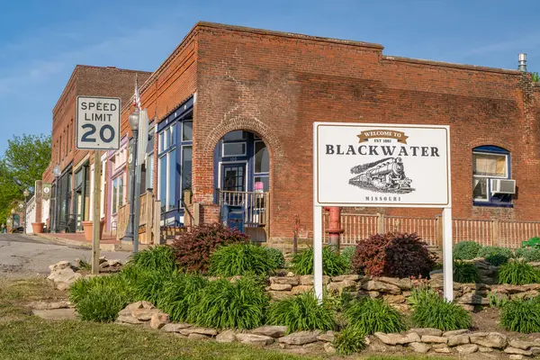 Blackwater Usa Kwietnia 2024 Widok Ulicy Znak Powitalny Historycznego Miasta — Zdjęcie stockowe