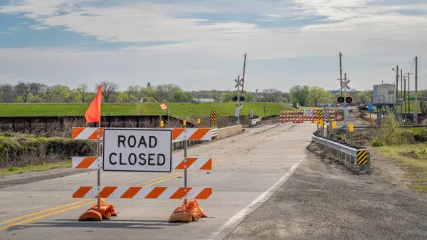 Construction Fermeture Routes Près Hambourg Dans Sud Iowa — Photo