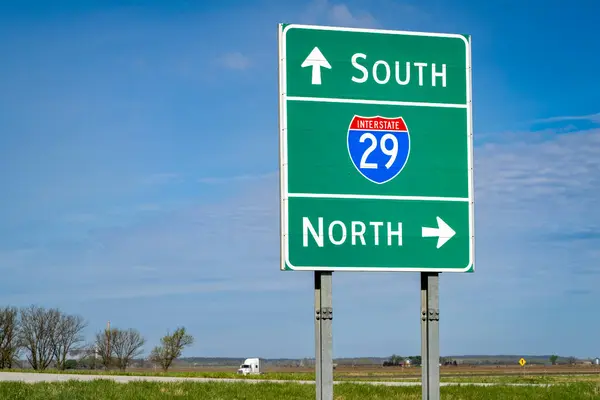 Interstate Highway Direction Road Sign Hamburg Southern Iowa — Stock Photo, Image