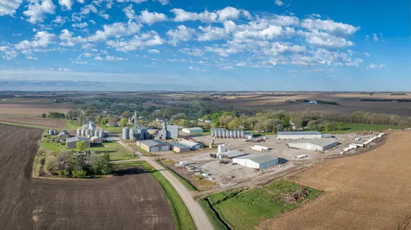 Panorama Powietrza Brock Wieś Nemaha County Nebraska Wczesna Sceneria Wiosenna — Zdjęcie stockowe