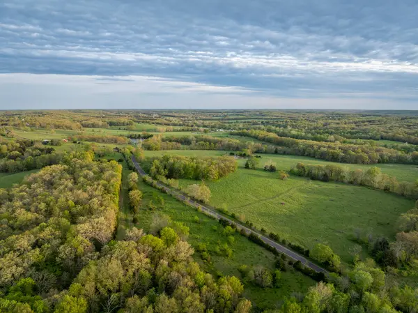 Missouri Countryside Bourbeuse River New Rosebud Springtime Aerial View — Stock Photo, Image