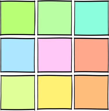 Renkli, boş, kare notalar kümesi, vektör çizim şablonu