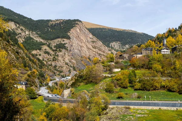 Dálnice Pyrenejích Andoře Během Podzimu — Stock fotografie