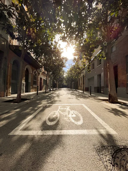 Знак Велосипедного Транзита Улице Барселоны — стоковое фото