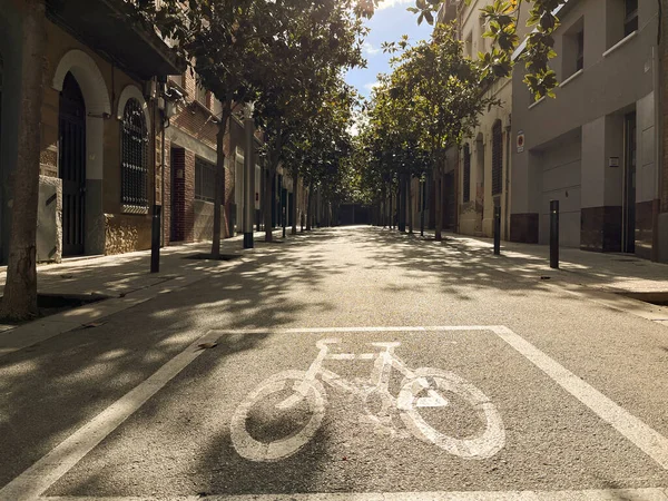 Знак Велосипедного Транзита Улице Барселоны — стоковое фото