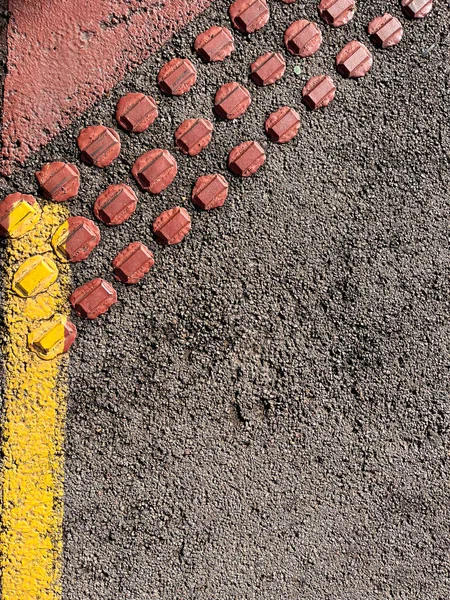 Linhas Trânsito Pintadas Asfalto Uma Rua Barcelona — Fotografia de Stock