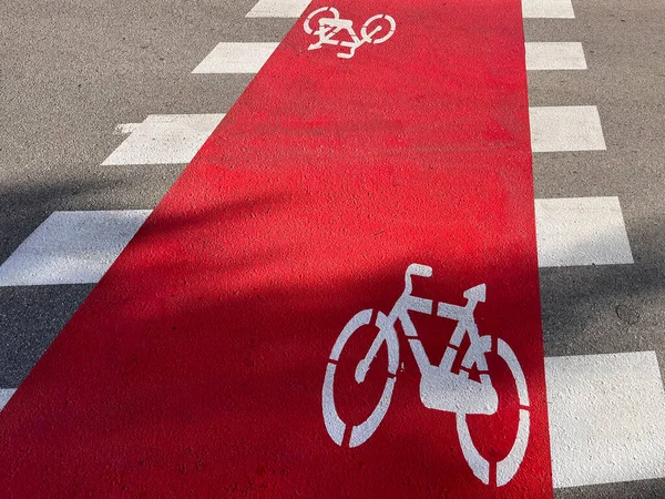 Traffic Sign Exclusive Lane Bicycles City Sant Cugat Del Valles — Stock Photo, Image