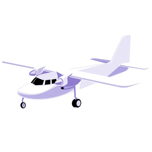 Ilustración Avión Avión Hélice Vuelo Completo Visto Desde Fondo Lateral — Vector de stock