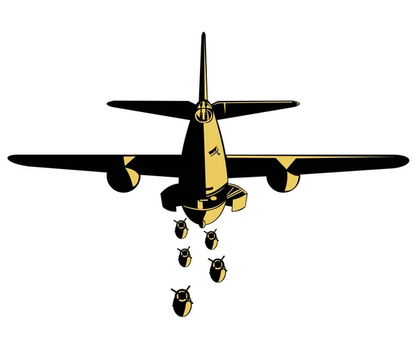 Illustration Ett Världskrig Två Martin Marauder Propeller Bombplan Flyg Flygning — Stock vektor