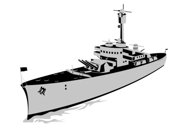 Illustration Eines Torpedobootzerstörers Aus Dem Zweiten Weltkrieg Fletcher Klasse Oder — Stockvektor