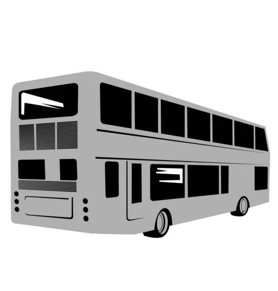 Illustration Eines Doppeldecker Oder Doppeldeckerbusses Von Hinten Betrachtet Auf Isoliertem — Stockvektor