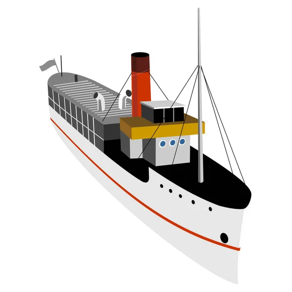 Wpa Stil Illustration Eines Passagier Doppelschneckendampfer Dampfschiff Boot Betrachtet Overhead — Stockvektor