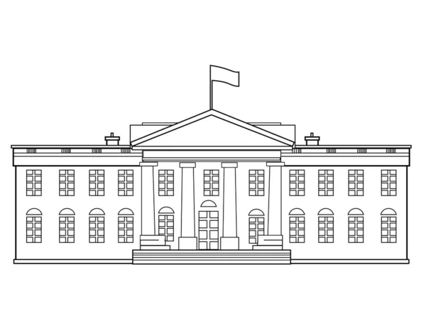 ホワイトハウスの線画 1600ペンシルバニア アベニューNwワシントンDcでの米国大統領の公式住居と職場 孤立した背景で正面から見たDc — ストックベクタ