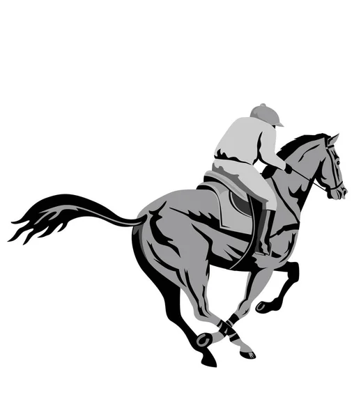 Wpa Ilustrace Žokeje Koňských Dostihů Nahlížených Zezadu Izolovaném Pozadí Retro — Stockový vektor