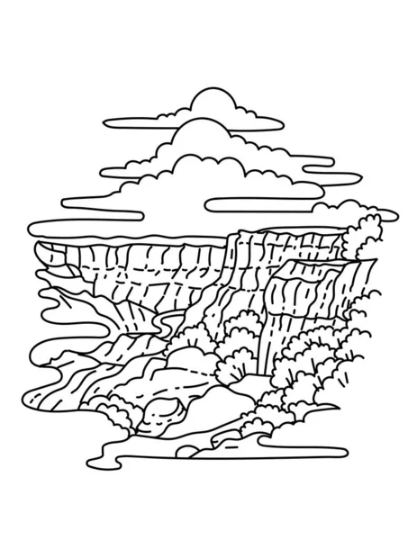Mono Line Illustration Grand Canyon National Park Seen Mather Point — Stockový vektor