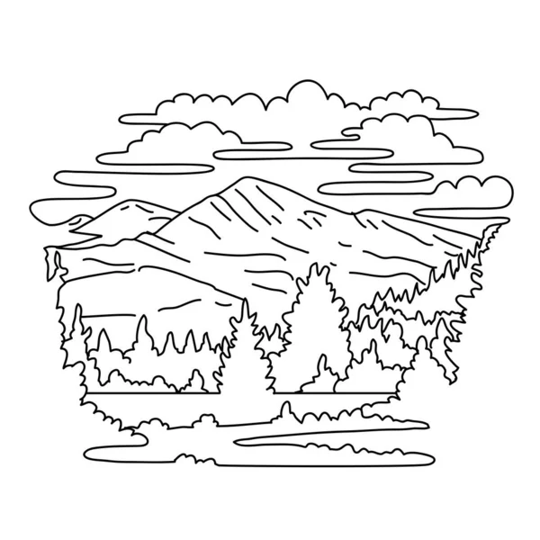 Mono Line Illustration Des Mount Dana Yosemite National Park Und — Stockvektor