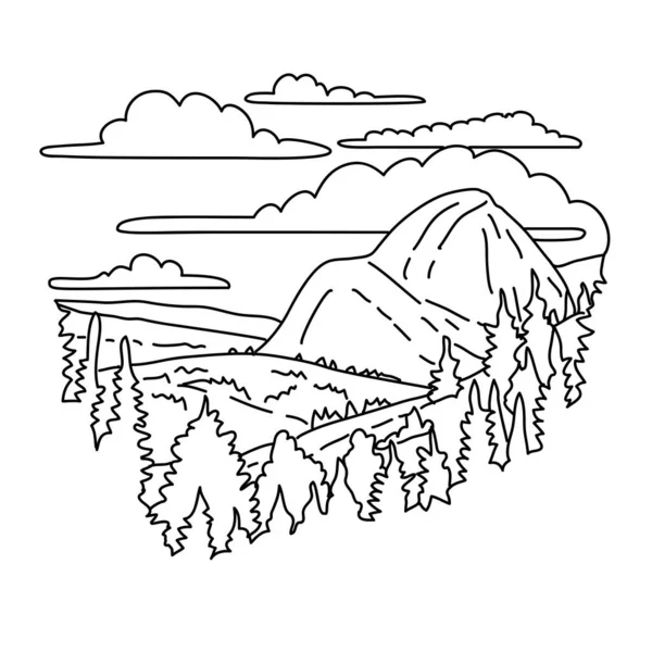 Mono Line Illustration Olmsted Point View Northern Side Half Dome — Vector de stock