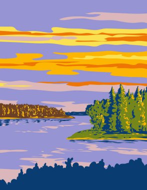 New Brunswick 'in doğu kıyısındaki Kouchibouguac Ulusal Parkı' nın WPA poster sanatı Kanada 'nın Sade Denizcilik Bölgesi' nde yer almaktadır..