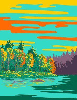 Still Brook 'un sonbaharda Annapolis, Queens, Digby, Kanada' daki Nova Scotia yarımadasının güneybatısındaki Kejimkujik Ulusal Parkı 'ndaki posteri..