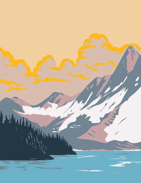 Kanada Nın Güneydoğusundaki British Columbia Kentindeki Kootenay Ulusal Parkı Nda — Stok Vektör